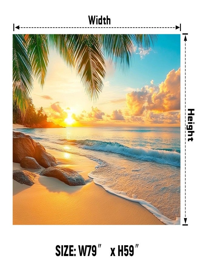 AOHMPT Ocean Tapestry, Beach Evening Sunset Tapestry, Natural Beach Palm Tree Landscape Tapestries Poster, Seaside Landscape Wall Hanging for Bedroom, Dorm Room and Living Room Wall Decor 79" L x 59" W - Image 4